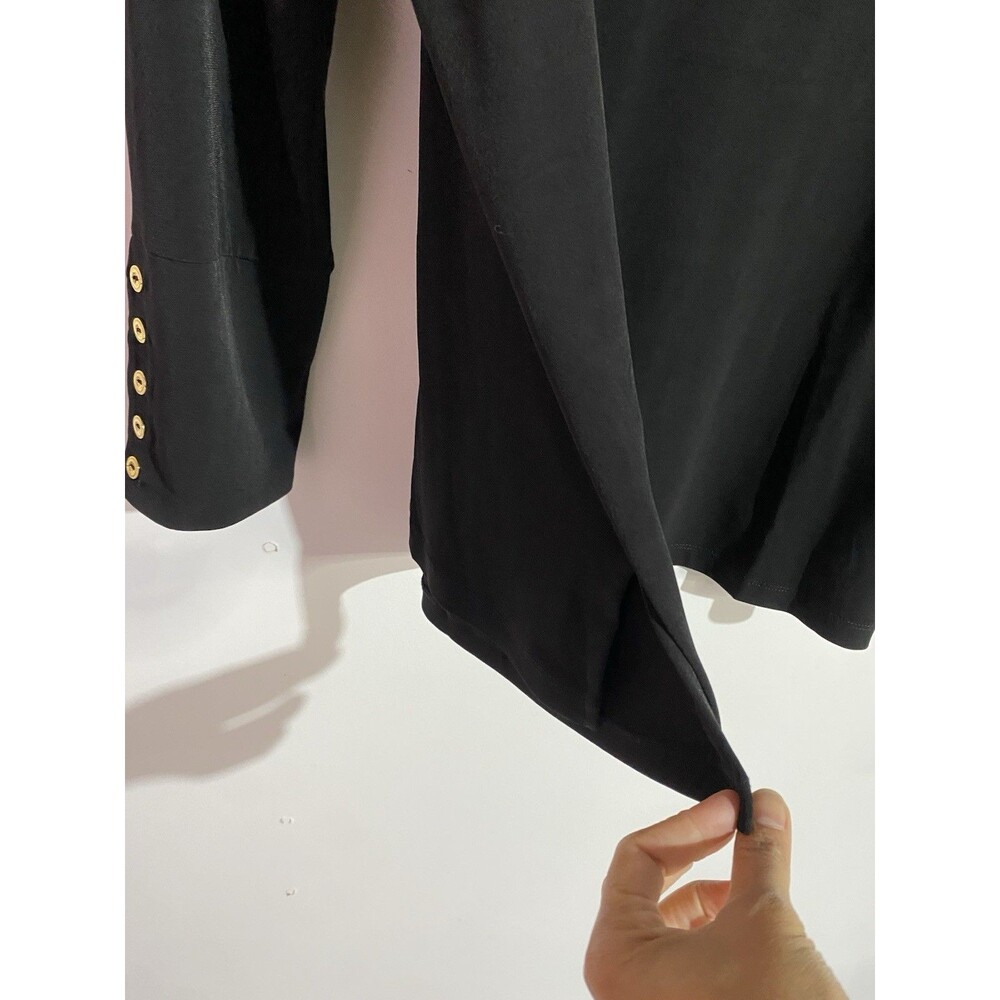 Susan Graver Top 2X Black Liquid Knit‎ Quite Luxury Office Old Money Polka Dot - Picture 6 of 12